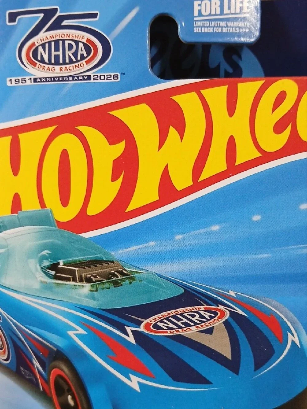 Hot Wheels Blue NHRA Supercharged Dragster Toy Car